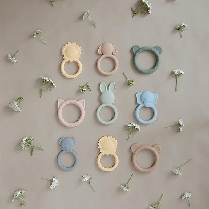 mushie Silicone Baby Teether Toy | Dog Brown