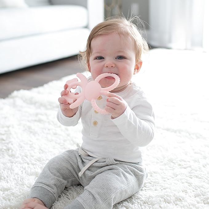 Dr. Brown's Flexees Gray & Pink Bunny Silicone Baby Teethers, BPA Free 3 Months+
