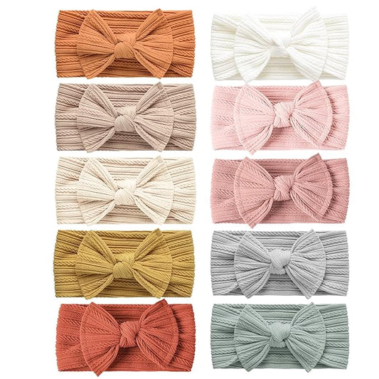 Niceye Pack of 10, Baby Girls Headbands with Bows Handmade