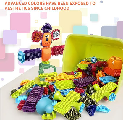 Bristle Blocks, STEM Interlocking Building Toys for Kids Ages 4-8 108 PCS 3D Building