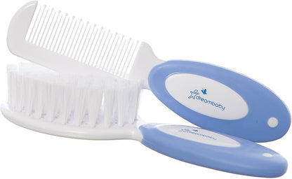 Dreambaby Deluxe Super Soft Bristles Brush and Comb Set - with Easy-Grip Toddler Size Handle - Blue - Model L327