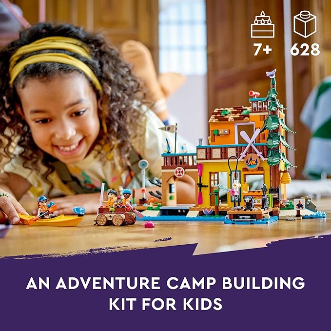 LEGO Friends Adventure Camp Water Sports Outdoor Toy Building Set, Pretend Play Gift Idea for Girls and Boys Ages 7 Years and Up, Camping Toy with 3 Mini Doll Characters and a Bear Figure, 42626