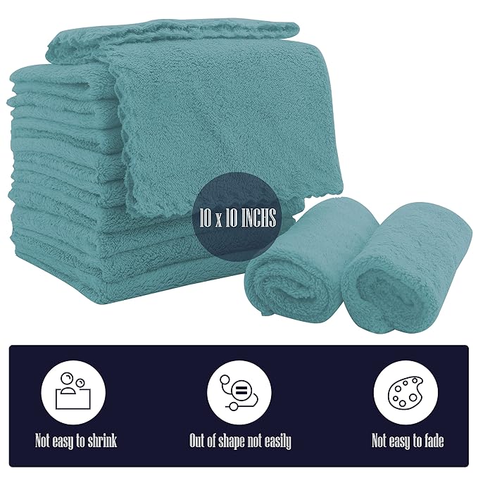 16 Pack Baby Washcloths - Luxury Coral Fleece 10x10 Inch