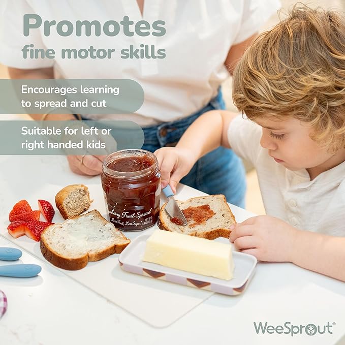Kids Stainless Steel Utensils Set - Premium 18/8 Grade Silverware Kit - 2 Spoons, 2 Forks, and 2 Knives for Ages 4-7 - Silicone Easy-Grip Handles - Children Flatware Cutlery (Bright - Purple, Pink)