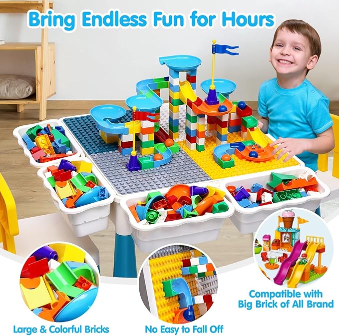 Kids Activity Table Toddlers Kids Table and Chair Set 152Pcs Large 3 4 5-10 Year