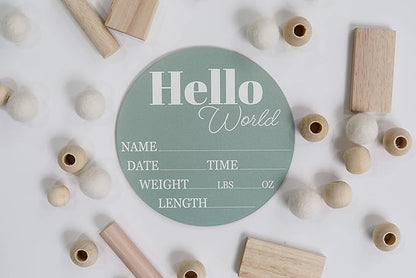 Hickory Hollow Designs - Baby Announcement Sign for Newborn Boys and Girls (Color Bases) 6" Circle
