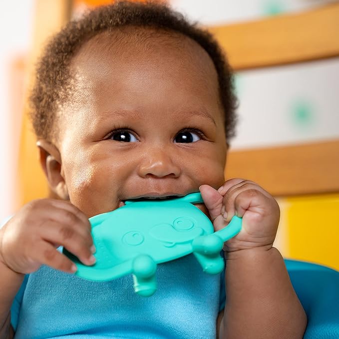 Bright Starts Tame Your Tusks Silicone Teether with Handles, Easy-Grasp Elephant 3 Months+