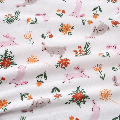 DaysU Silky Micro Soft Plush Baby Blankets for Girls with Print Rabbit Pattern and Soothing Raised Dots, Double Layer Bed Throws for Baby Crib 30x40 Inches