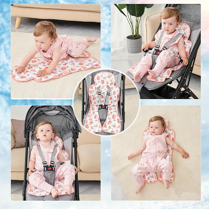 Gel Car Seat Cooler Pad Summer Universal Baby Stroller Ice Cushion Cooler Mat Cooling Seat Liner for Babies Multifunctional Baby Baby Cushion Chair (Strawberry)