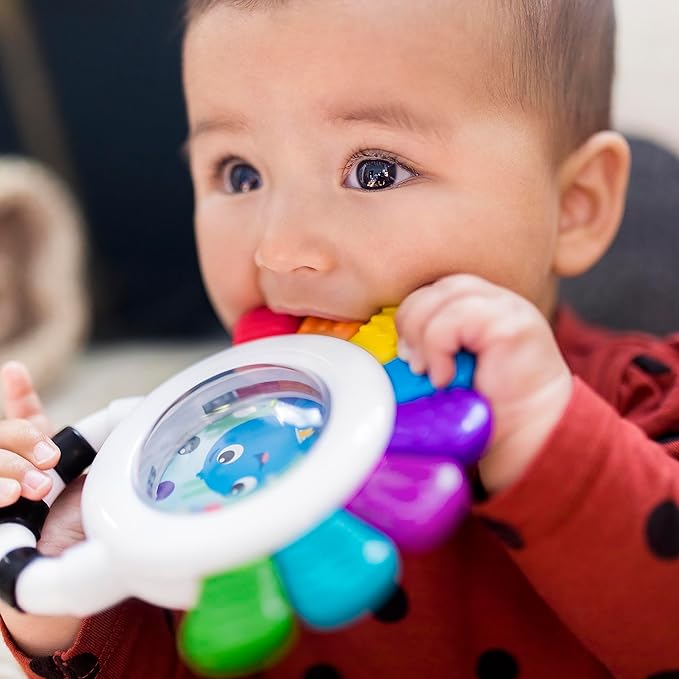 Baby Einstein Outstanding Opus The Octopus Sensory Rattle & Teether Multi-Use Toy, BPA Free & Chillable 3 Months