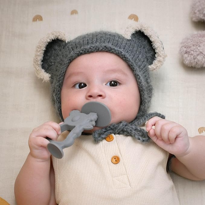 Moonkie Teething Toy, Safe & Easy to Hold BPA Free Silicone Teethers 360Â° Baby 6-12 Months