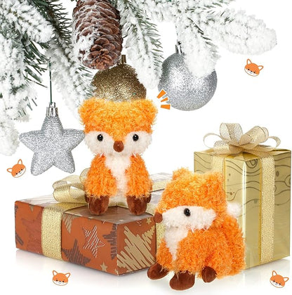 4 Pcs Baby Fox Stuffed Animal Plush Foxes Toys Small Fox Plushies Woodland Stuffed Animal Fox Doll Gifts for Boys Girls Nursery Home Bedroom Birthday Animal Theme Party Decors, 5 Inch