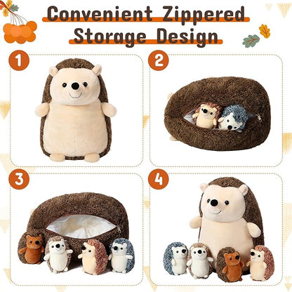 Hiboom 5 Pieces Hedgehog Stuffed Plush Toys, 14 Inch Mommy 4 Cute