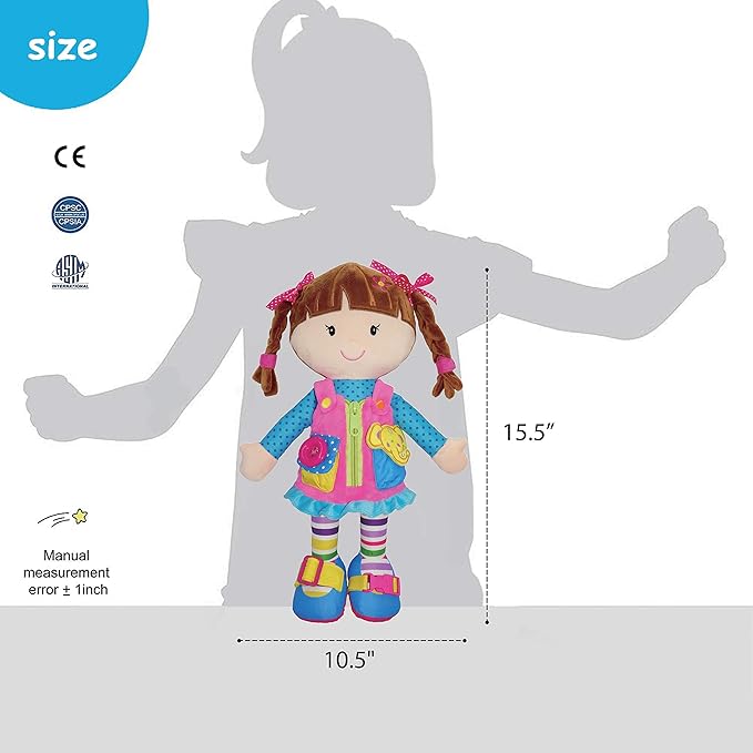 June Garden 15.5" Dressy Friends Belle - Educational Stuffed Plush Doll for Kids and Toddlers 2 Years and Up