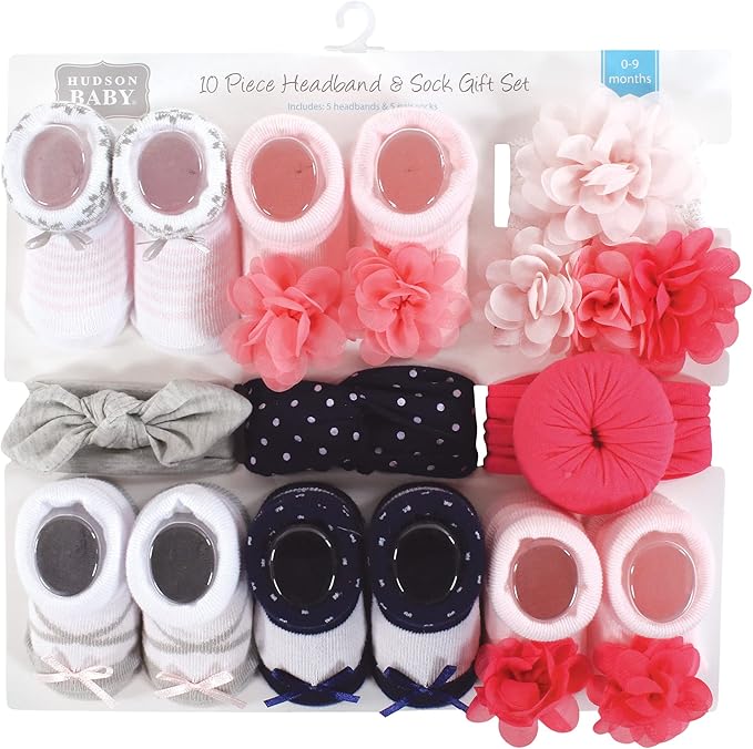 Hudson Baby Girl's Headband and Socks Giftset