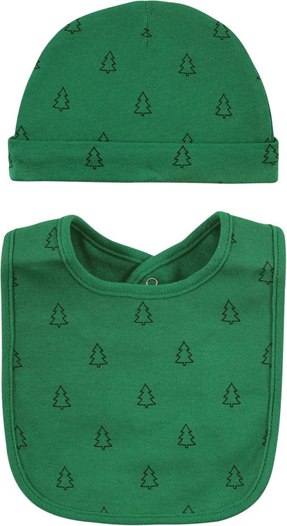 Hudson Baby Unisex BabyCotton Bib and Headband or Caps Set