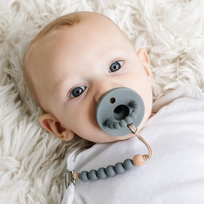 Ryan & Rose Cutie PAT Pacifier Teether (Flat, Charcoal)