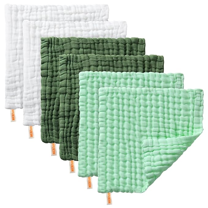 MUKIN Baby Washcloths - Soft Face Cloths for Newborn, Absorbent Bath Face Towels 6-12x12 inches