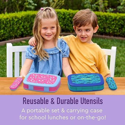 Bentgo Kids Utensil Set - Reusable Plastic Fork, Spoon & Storage Case - BPA-Free Materials, Easy-Grip Handles, Dishwasher Safe - Ideal for School Lunch, Travel, & Outdoors (Unicorn)