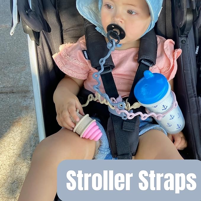 Toy Straps for baby - Keep toy, bottle & pacifier Off The Floor 2-Pack