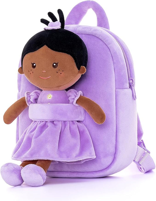 Onetoo Toddler Backpack Kids Backpacks with Soft Tanned Baby Dolls 9"