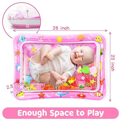 Tummy Time Water Mat for Girl, Water Play Mat for Babies Inflatable Tummy Time Water Play Mat for Infants and Toddlers 3 to 12 Months Promote Development Toys Cute Baby