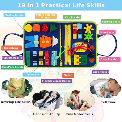 HOMELYLIFE Busy Board for Toddlers, Busy Book Montessori Toys for 3-6 Year Old Preschool Educational Learning Fine Motor Skills