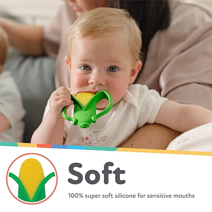 Nuby Veggie Teether for Teething Relief - Soft Baby Teething Toy 3+ Months
