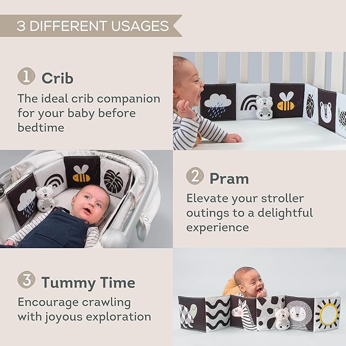 Taf Toys Newborn Soft Activity Book Black & White High 0-12 Months