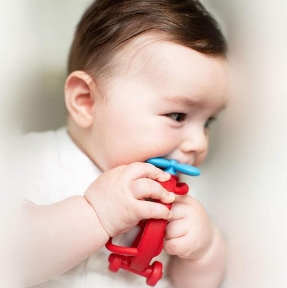 Nuby Chewy Chums All Silicone Soothing Teether, Helicopter- 3M+
