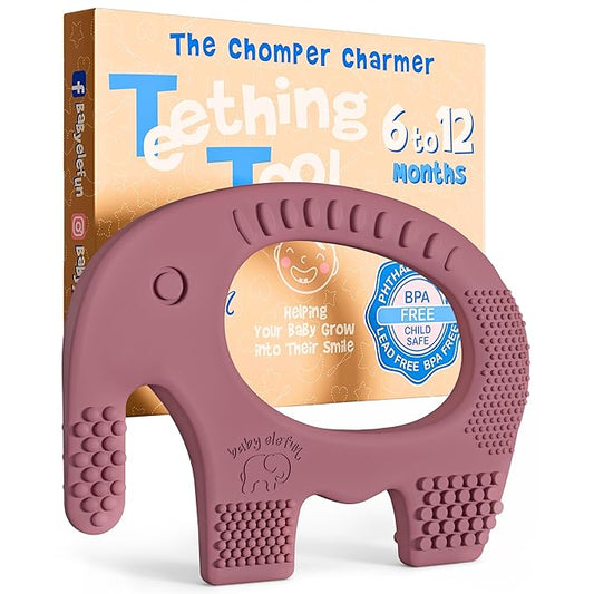 Teethers for Babies 6-12 Months - Baby Elefun 5x Pain Relief Toddler Teether. No More Ouch for Mom Anti Bite Trainer. Nurtures Grasping, Passing