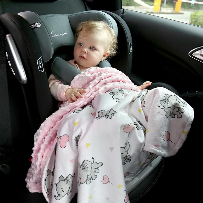 DaysU Silky Micro Soft Plush Baby Blankets for Boys with Print Car Pattern and Soothing Raised Dots, Double Layer Bed Throws for Baby Crib 30x40 Inches