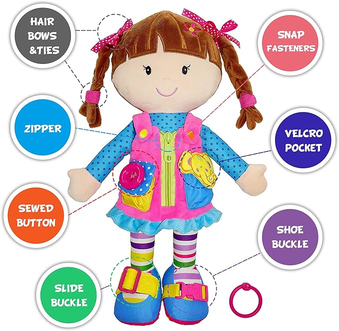 June Garden 15.5" Dressy Friends Belle - Educational Stuffed Plush Doll for Kids and Toddlers 2 Years and Up