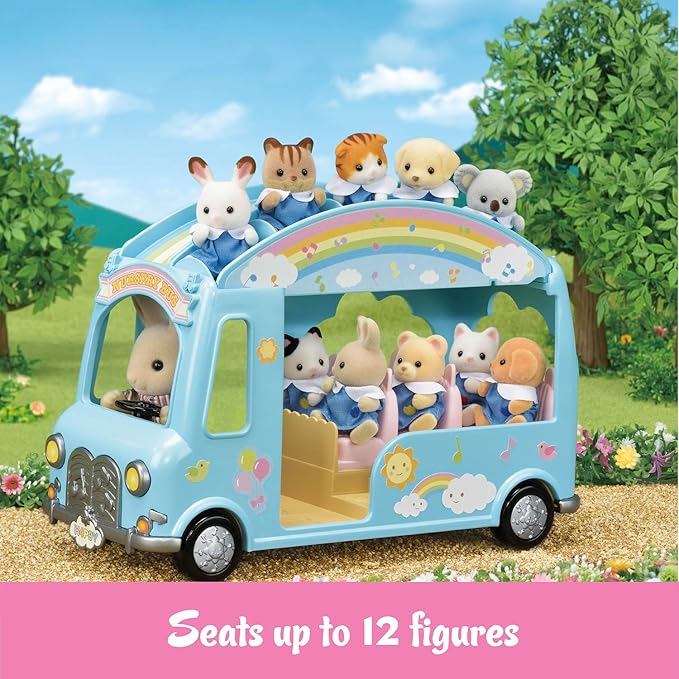 Calico Critters Sunshine Nursery Bus for Dolls, Toy Vehicle seats up to 12 collectible figures