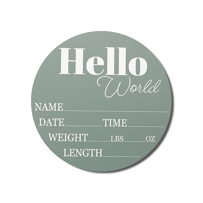 Hickory Hollow Designs - Baby Announcement Sign for Newborn Boys and Girls (Color Bases) 6" Circle