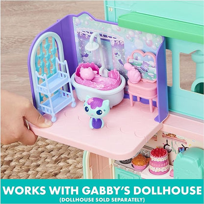 Gabby’s Dollhouse, Primp and Pamper Bathroom with Mercat Figure, 3 Accessories, 3 Furniture and 2 Deliveries, Kids Toys for Ages 3 and up