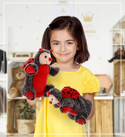 DolliBu Ladybug Plush Hand Puppet for Kids - Soft Plush