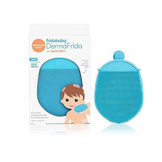 Frida Baby DermaFrida the Bath Mitt | Toddler Quick-Dry Body Bath Brush, Silicone