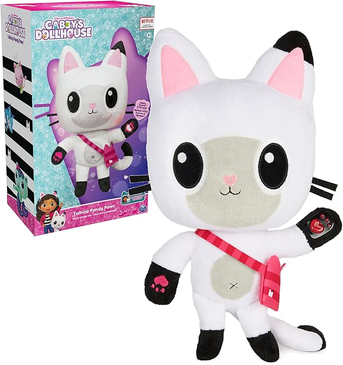Gabby's Dollhouse, 13-inch Talking Pandy Paws Plush Toy with Lights 10 Sounds