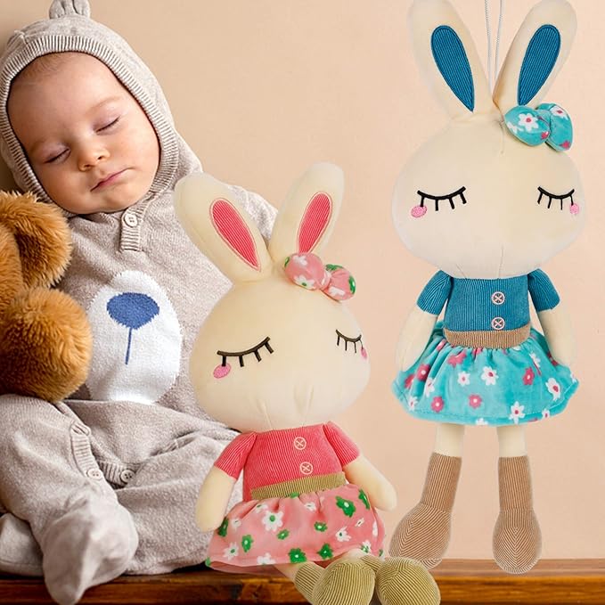 Set of 2 Easter Plush Bunny Rabbit, 18.3 in Doll Rabbit Stuffed Animal Huggable Rabbit Christmas Easter Girls' Gift Room Decorations