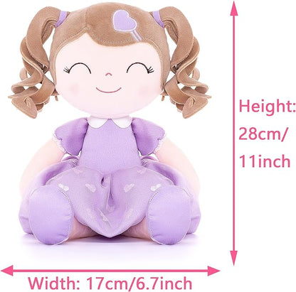 Gloveleya Baby Doll Gifts Plush Curly Girl Toys with Love 16" Purple