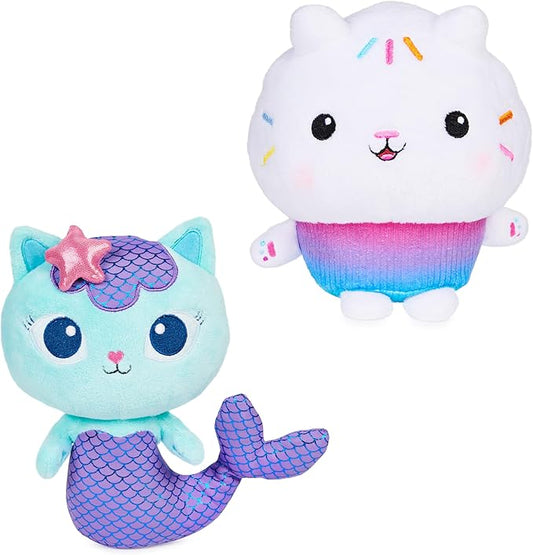 Gabby's Dollhouse, Purr-ific Plush Toys 2-Pack with Cakey Cat and Mercat 3 and
