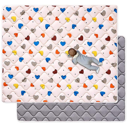 Premium 100% Cotton Baby Play Mat 79" X 71", Soft Thicker Foam Baby Mat for Floor