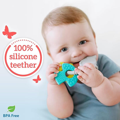 Dr. Brown's Learning Loop Fox, Baby Teether Ring with Multiple Shapes & Textures 100% Silicone, 3m+
