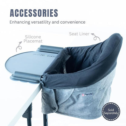 guzzie+Guss Portable Clip on High Chair for Baby Seat - Folding and Easy Setup for Travel, Home, Restaurants, Picnics - Machine Washable Fabric - Copper Blue