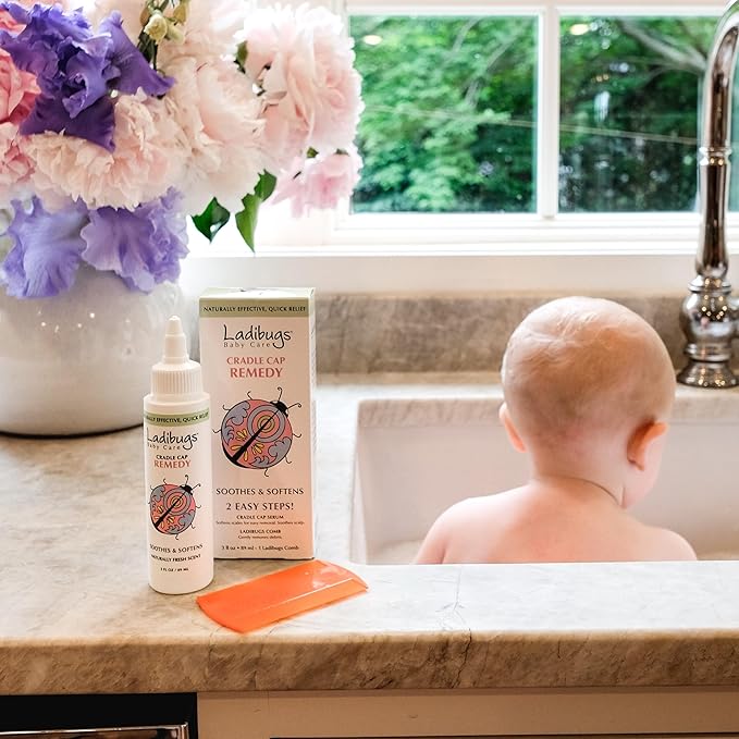 Cradle Cap Remedy Kit, 3oz | Includes Cradle Cap Serum & Fine-Toothed Comb | Effectively Removes Scales & Flakes | Soothes & Softens Scalp