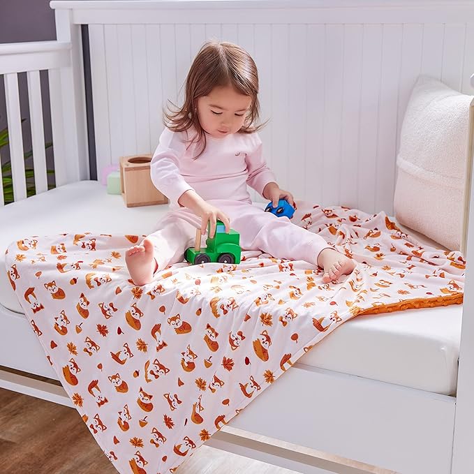 DaysU Silky Micro Soft Plush Baby Blankets Unisex with Print Animal Pattern and Soothing Raised Dots, Double Layer Bed Throws for Toddler Cot 50x60 Inches