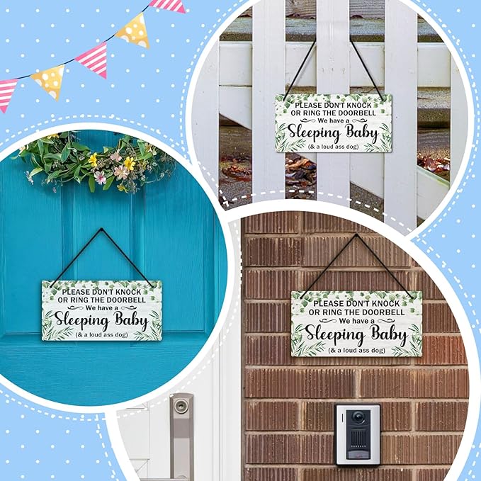 Putuo Decor Baby Sleeping Door Sign For Front Door PVC