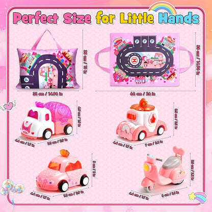 Baby Toys for 1 2 3 Year Old Girls,Cute Car Toys with Baby Doll & Playmat/Storage Bag for Toddlers Age 1-3 12-18 Months,1st