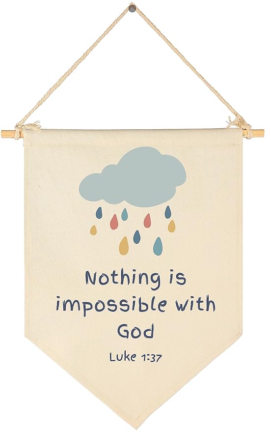 Nothing is impossible with God-Scripture Decor-Kids Memory Bible Verse Sign-Flag